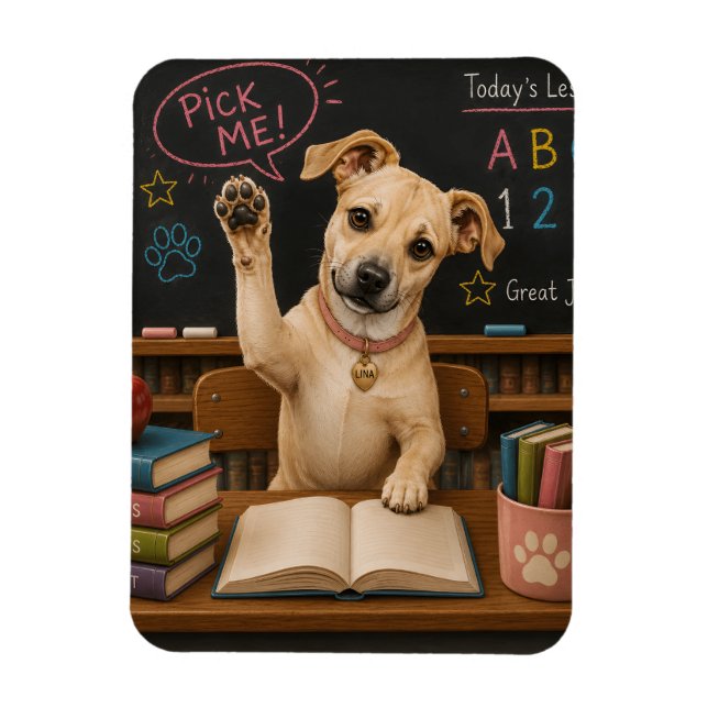 Íman Escolha Me! Cachorro Cute da Escola Levanta Pata (Vertical)