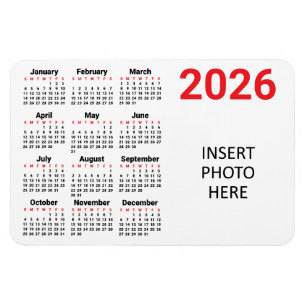 Íman Escolha suas próprias cores 2026 Calendário Foto Í