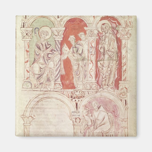 Íman escrevendo John Cassian e monges oferecendo (Frente)