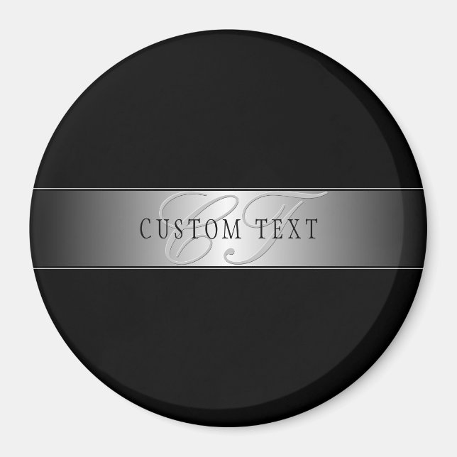 Íman Escrita em Script de Monograma Editável Elegante | (Frente)