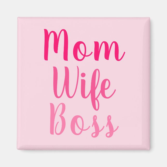 Íman Escrita personalizada cor-de-rosa com chefe da mãe (Frente)