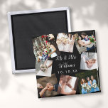 Íman Escrito Elegante Sr. ª Foto Collage Magnet<br><div class="desc">Personalize com suas fotos favoritas de casamento,  nome e data especial para criar uma colagem de fotos,  memória e presente únicos. Um bom tesouro! Projetado por Thisnotme©</div>