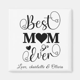 Íman Escrito personalizado preto branco da Melhor Mãe e