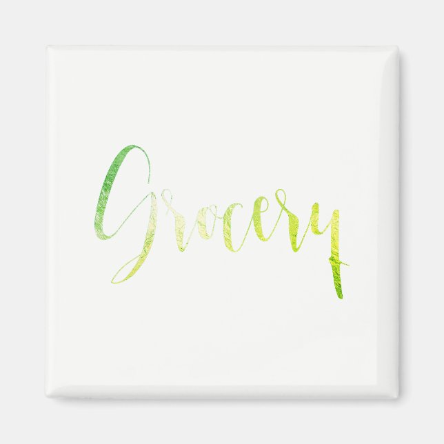 Íman Escritório inicial do Grocery Green Leaf Black Pla (Frente)