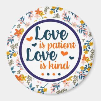 Íman Escritura Amor Floral é Paciente, Amor é Tipo