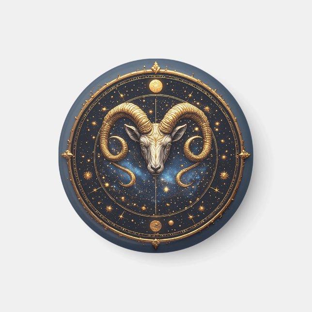 Íman Escudo Dourado do Zodíaco de Áries (Frente)