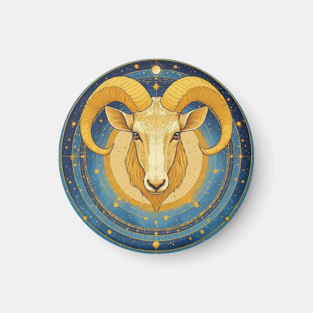Íman Escudo Dourado do Zodíaco de Áries (Frente)