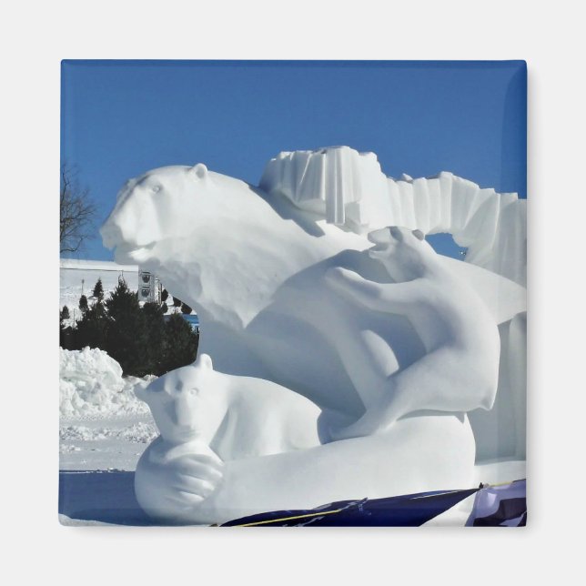Íman Escultura de Neve do Urso Polar, Quebec, Canadá (Frente)