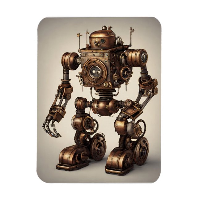 Íman Escultura de Robô de Bronze Steampunk (Vertical)