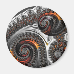 Íman Esfera de Mandelbrot de Prata e Laranja
