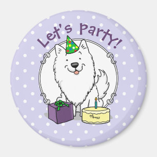 Íman Eskie Happy Birthday Party American Eskimo Dog