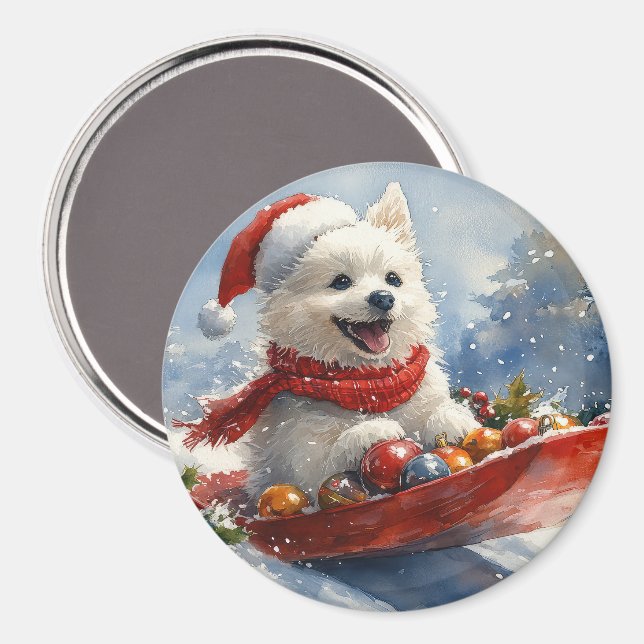 Íman Eskimo Americano em Trenó Deixe Nevar Natal (Front/Back)
