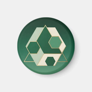 Íman Esmeralda Hexágono Geométrico Luxo