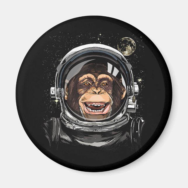 Íman Espaço Exterior Macaco Astronauta Zoológico Selvag (Frente)