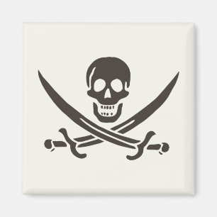 Íman Espadas de crânio de obsidiana Bandeira pirata de