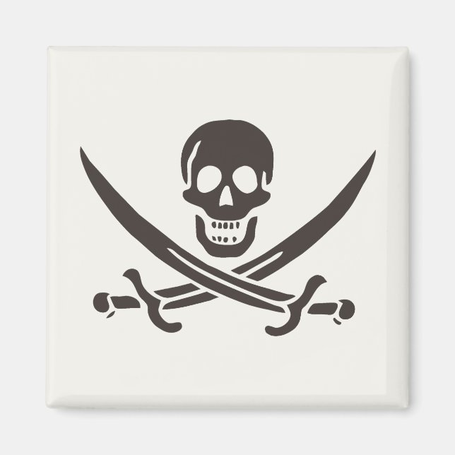 Íman Espadas de crânio de obsidiana Bandeira pirata de  (Frente)