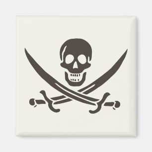 Íman Espadas de crânio de obsidiana Bandeira pirata de