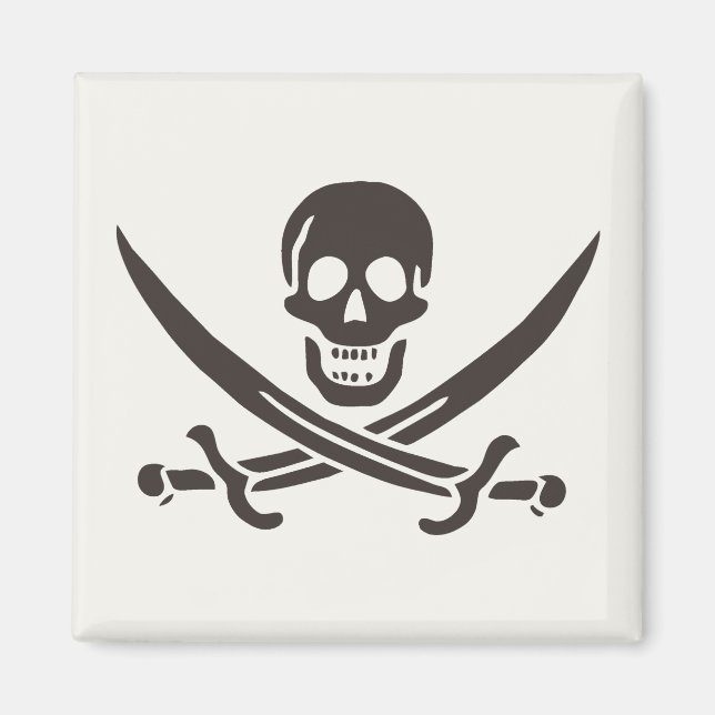 Íman Espadas de crânio de obsidiana Bandeira pirata de  (Frente)