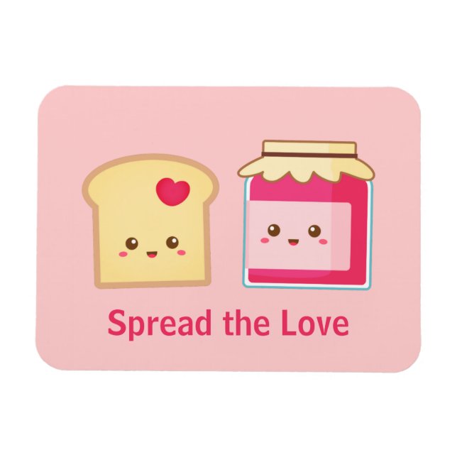 Íman Espalhe o amor com Cute Toast e Jam (Horizontal)