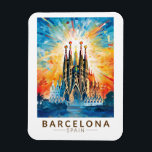 Íman Espanha de Barcelona La Sagrada Familia Viagem Art<br><div class="desc">Design de viagem de vetor de Barcelona. Barcelona,  a capital cosmopolita da Catalunha da Espanha,  é conhecida pela sua arte e arquitetura.</div>