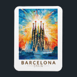 Íman Espanha de Barcelona La Sagrada Familia Viagem Art<br><div class="desc">Design de viagem de vetor de Barcelona. Barcelona,  a capital cosmopolita da Catalunha da Espanha,  é conhecida pela sua arte e arquitetura.</div>
