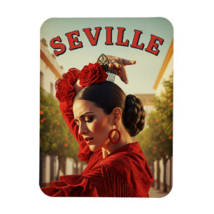 Íman Espanha Sevilha Dançarina de Flamenco em Vermelho