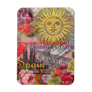 Íman Espanha Vintage Sol Viagem Colagem Retro Europa