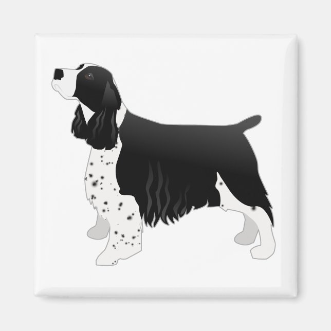 Íman Espanhol Springer Cachorro Básico Silhouette Preto (Frente)