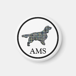 Íman Espanhol Springer Cute Pet Dog Silhoule Y&B Grid