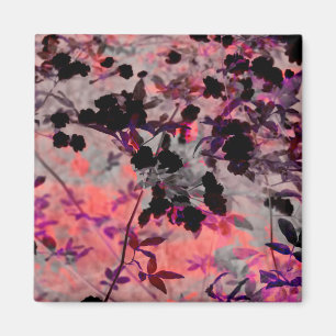 Íman Espelho das flores pretas vermelhas Arte design