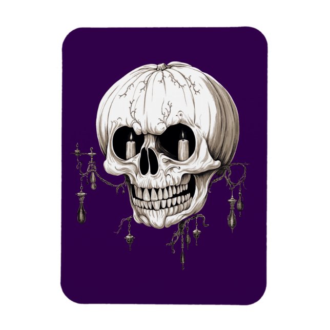 Íman Espeluznante Crânio Derretido de Halloween Com Ima (Vertical)