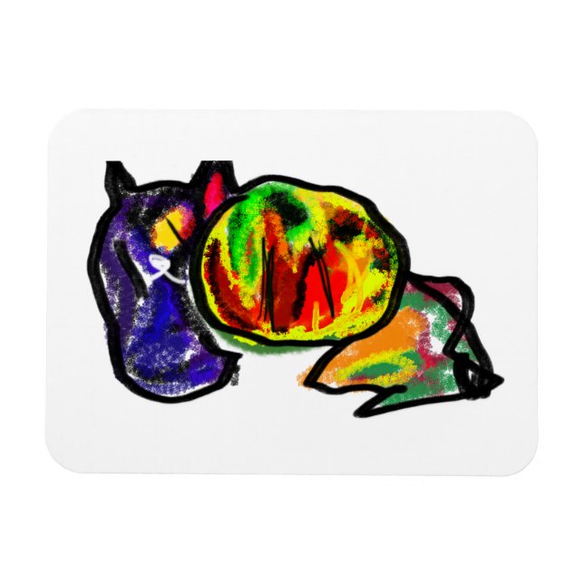 Íman Espera de outono de gato preto (Horizontal)