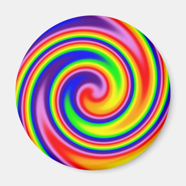 Íman Espiral de Cores do Arco-íris Retro Hippie com Foc (Frente)