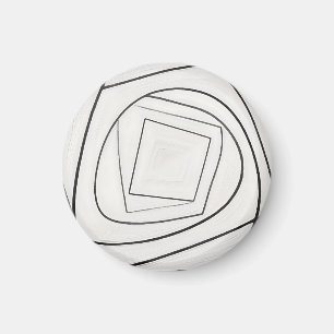 Íman Espiral Quadrada Abstrata Preto e Branco