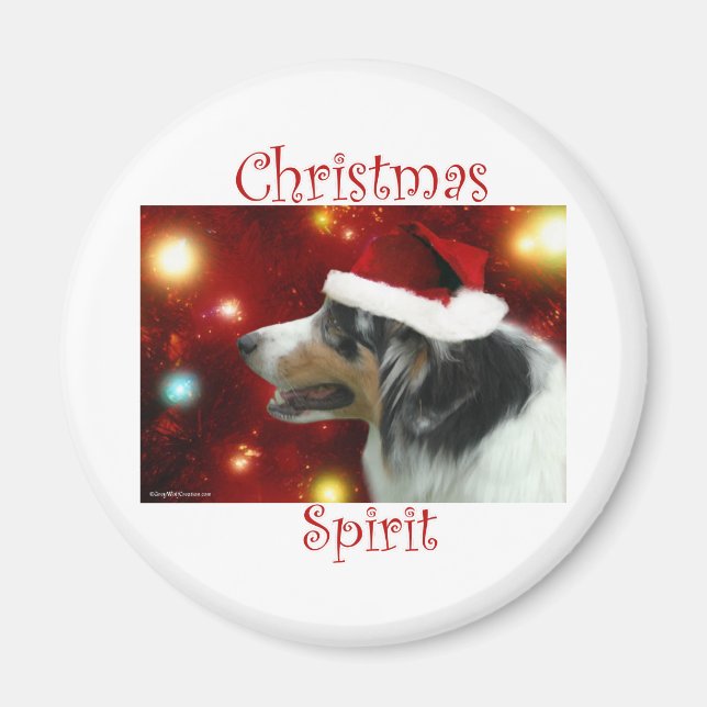 Íman Espírito de Natal de Pastor Australiano - Magnet (Frente)