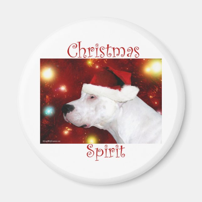 Íman Espírito de Natal Dogo Argentino - Magnet (Frente)
