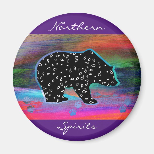 Íman Espírito de Urso Negro Cores da Luz do Norte (Frente)