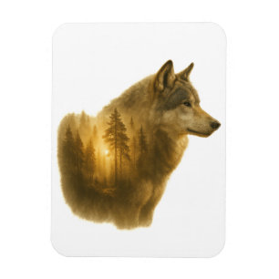 Íman Espírito do Lobo Dourado – Arte Florestal de Dupla
