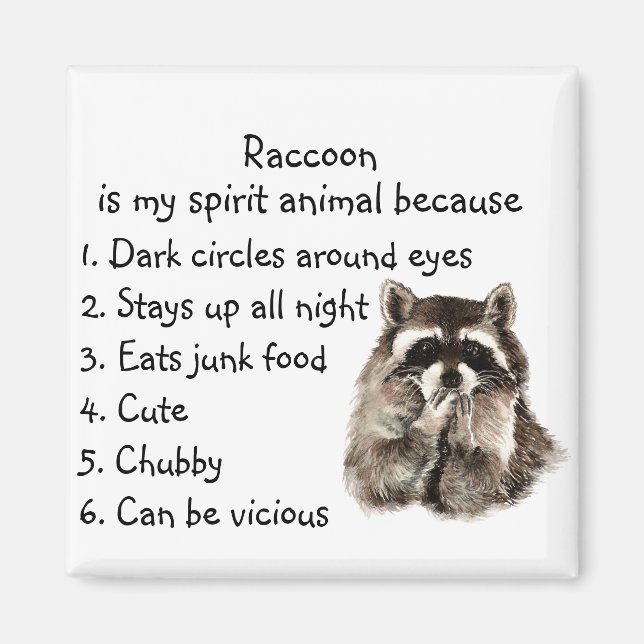 Íman Espírito Funny Raccoon Animal Humor Cuja Aquarela (Frente)
