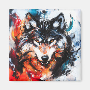 Íman Espírito Selvagem Abstrato Lobo