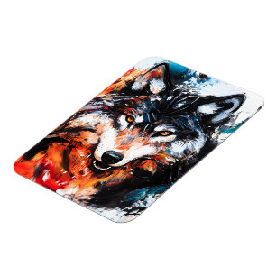 Íman Espírito Selvagem Abstrato Lobo
