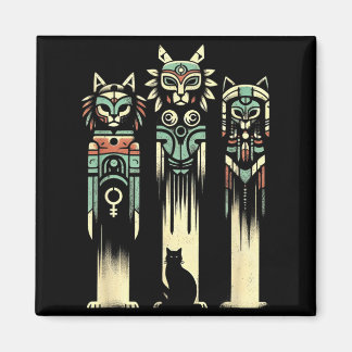 Íman Espíritos Totem de Gato - Vintage Gato Assustador