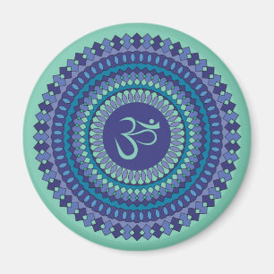 Íman Espiritual Mandala Om Purple Aqua Blue Kaleidoscop