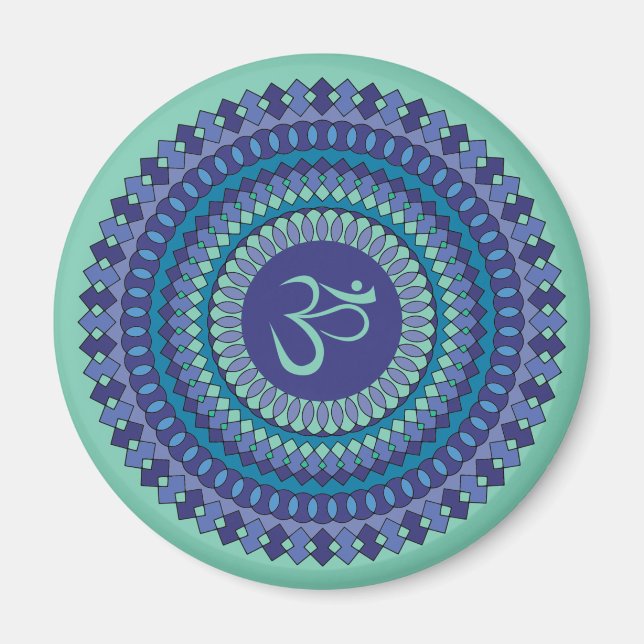 Íman Espiritual Mandala Om Purple Aqua Blue Kaleidoscop (Frente)