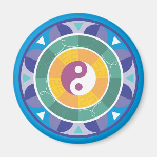 Íman Espiritual Mandala Rainbow Cores Chineses Yin Yang