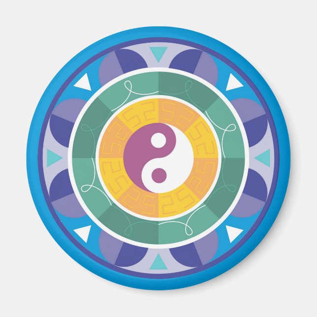 Íman Espiritual Mandala Rainbow Cores Chineses Yin Yang (Frente)