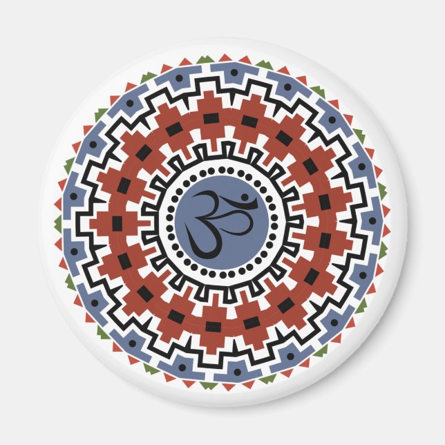 Íman Espiritual Mandala Yoga Om Rust Blue Caleidoscópio (Frente)