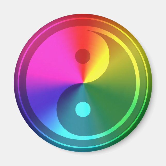 Íman Espiritual Yin Yang - Design Arco-íris (Frente)