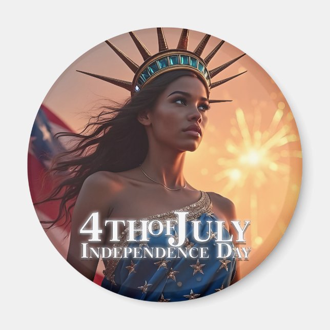 Íman Esplêndido Design de 4 de julho - Fireworks & Free (Frente)