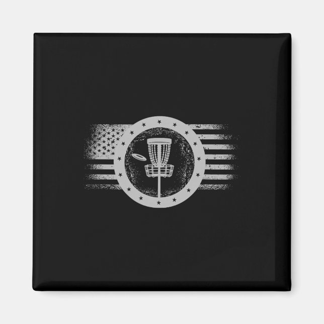 Íman Esporte Radical de Disc Golf EUA Bandeira Grunge - (Frente)